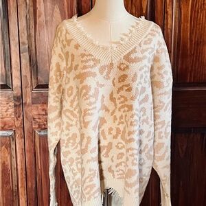 Leopard Print Beige Sweater